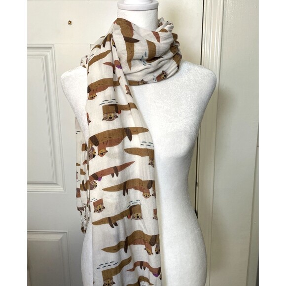 Monterey Aquarium Bay Women’s Scarf Design By Alexander Vidal Sea Otters 27/66" - Picture 6 of 8